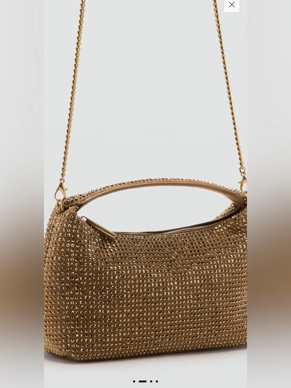Mango Mini Top-Handle Bag in Metallic Gold Rhinestone clutch evening